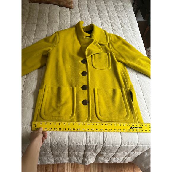 Vintage Yves Saint Laurent YSL Rive Gauche Yellow Wool Coat - Picture 15 of 16